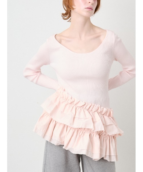 SORIN(ソリン )の「Ruffled Hem Rib Top/ラッフルヘム リブトップ(ニット/セーター・レディース・ライトピンク/ブラック/ダークグレー・38)」の13枚目の写真