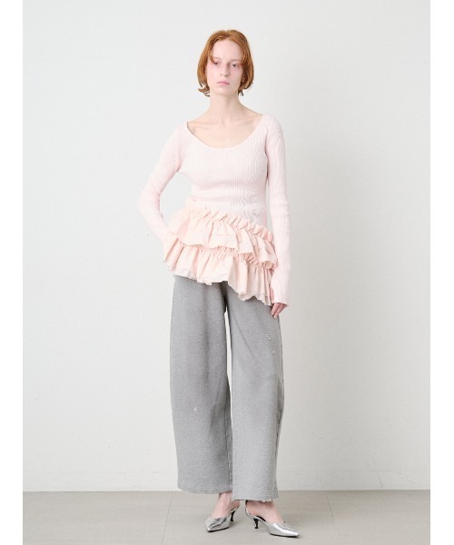 SORIN(ソリン )の「Ruffled Hem Rib Top/ラッフルヘム リブトップ(ニット/セーター・レディース・ライトピンク/ブラック/ダークグレー・38)」の14枚目の写真