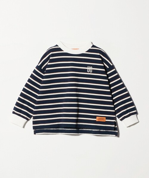 UNIVERSAL OVERALL（ユニバーサルオーバーオール）の「【別注】＜UNIVERSAL OVERALL＞ボーダー ロングスリーブ / キッズ  100cm-130cm（Tシャツ/カットソー・キッズ・オフホワイト/ネイビー・S(120-130cm)/XS(100-110cm)）」の2枚目の写真