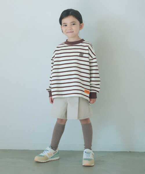 UNIVERSAL OVERALL（ユニバーサルオーバーオール）の「【別注】＜UNIVERSAL OVERALL＞ボーダー ロングスリーブ / キッズ  100cm-130cm（Tシャツ/カットソー・キッズ・オフホワイト/ネイビー・S(120-130cm)/XS(100-110cm)）」の3枚目の写真