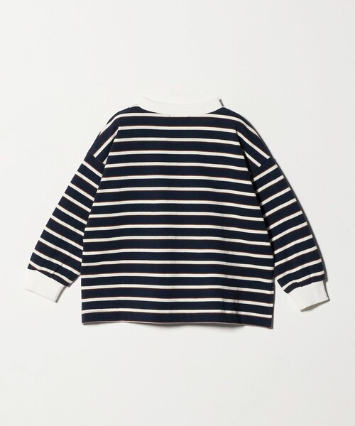 UNIVERSAL OVERALL（ユニバーサルオーバーオール）の「【別注】＜UNIVERSAL OVERALL＞ボーダー ロングスリーブ / キッズ  100cm-130cm（Tシャツ/カットソー・キッズ・オフホワイト/ネイビー・S(120-130cm)/XS(100-110cm)）」の4枚目の写真