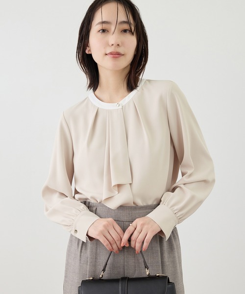 セール】【WEB限定サイズ】配色アソートボウタイフウブラウス（シャツ