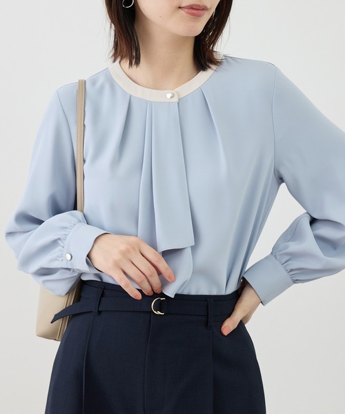 ROPE' PICNIC(ロペピクニック)の「【WEB限定サイズ】配色アソートボウタイブラウス(シャツ/ブラウス・レディース・サックスブルー/ベージュ/ネイビー/ホワイト/ホワイト系その他・S/M/L)」の5枚目の写真