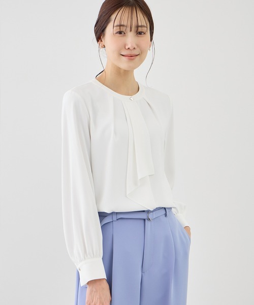 ROPE' PICNIC(ロペピクニック)の「【WEB限定サイズ】配色アソートボウタイブラウス(シャツ/ブラウス・レディース・サックスブルー/ベージュ/ネイビー/ホワイト/ホワイト系その他・S/M/L)」の8枚目の写真