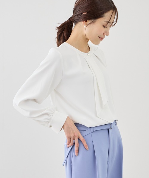 ROPE' PICNIC(ロペピクニック)の「【WEB限定サイズ】配色アソートボウタイブラウス(シャツ/ブラウス・レディース・サックスブルー/ベージュ/ネイビー/ホワイト/ホワイト系その他・S/M/L)」の9枚目の写真