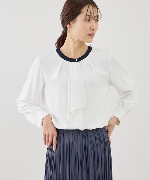 ROPE' PICNIC(ロペピクニック)の「【WEB限定サイズ】配色アソートボウタイブラウス(シャツ/ブラウス・レディース・サックスブルー/ベージュ/ネイビー/ホワイト/ホワイト系その他・S/M/L)」の14枚目の写真