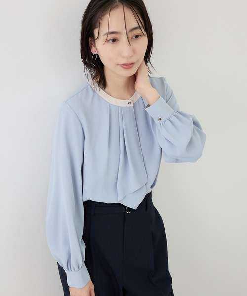 ROPÉ【洗える】ボウタイブラウス セール】【WEB限定サイズ】配色アソートボウタイフウブラウス（シャツ