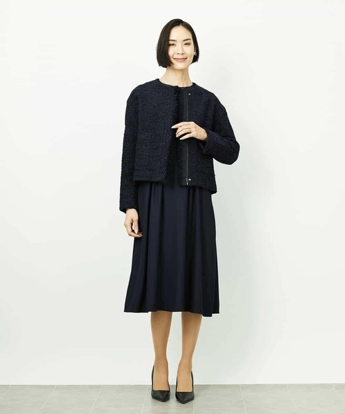 MICHEL KLEIN（ミッシェル・クラン）の「[オケージョン/セレモニー]ドレープワンピース（ワンピース・レディース・ブラック/ネイビー・38）」の5枚目の写真