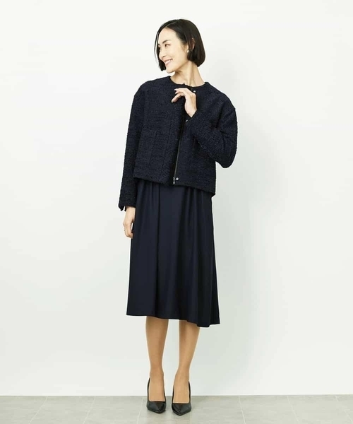 MICHEL KLEIN（ミッシェル・クラン）の「[オケージョン/セレモニー]ドレープワンピース（ワンピース・レディース・ブラック/ネイビー・38）」の6枚目の写真
