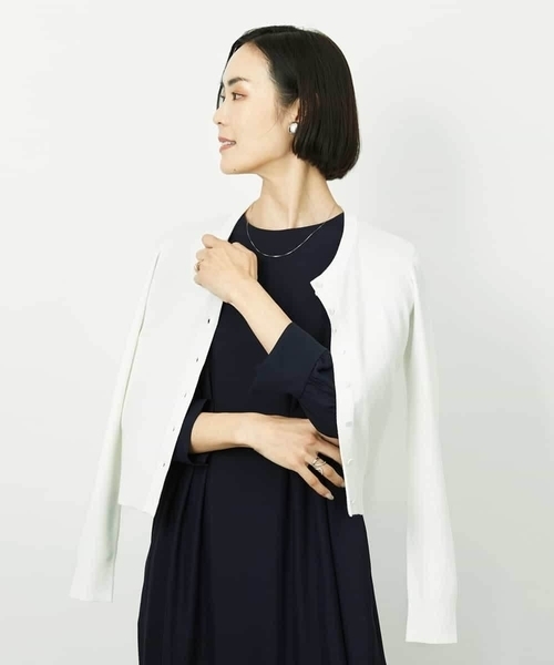 MICHEL KLEIN（ミッシェル・クラン）の「[オケージョン/セレモニー]ドレープワンピース（ワンピース・レディース・ブラック/ネイビー・38）」の8枚目の写真