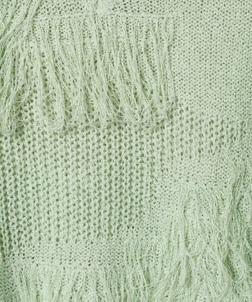 JEANASIS（ジーナシス）の「7GインターシャMIXフリンジNS/658021（ベスト・レディース・グリーン系その他/モカ/オフホワイト/ブラック・FREE）」の12枚目の写真