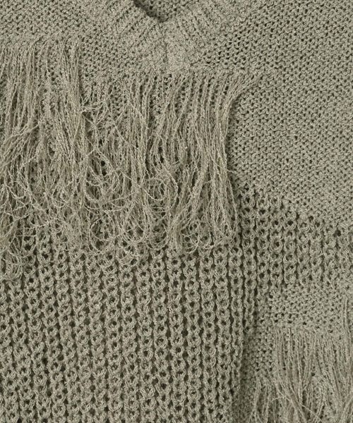 JEANASIS（ジーナシス）の「7GインターシャMIXフリンジNS/658021（ベスト・レディース・グリーン系その他/モカ/オフホワイト/ブラック・FREE）」の13枚目の写真