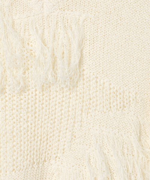 JEANASIS（ジーナシス）の「7GインターシャMIXフリンジNS/658021（ベスト・レディース・グリーン系その他/モカ/オフホワイト/ブラック・FREE）」の11枚目の写真