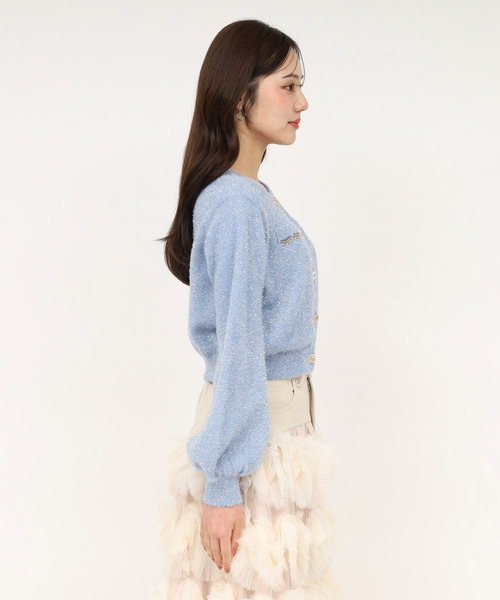 ROYAL PARTY（ロイヤルパーティー）の「チェーントリミングマルチ釦ラメシャギーカーディガン（カーディガン/ボレロ・レディース・ブルー/ベージュ/ピンク・FREE）」の5枚目の写真