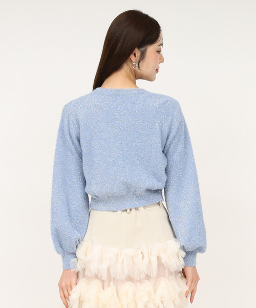 ROYAL PARTY（ロイヤルパーティー）の「チェーントリミングマルチ釦ラメシャギーカーディガン（カーディガン/ボレロ・レディース・ブルー/ベージュ/ピンク・FREE）」の6枚目の写真