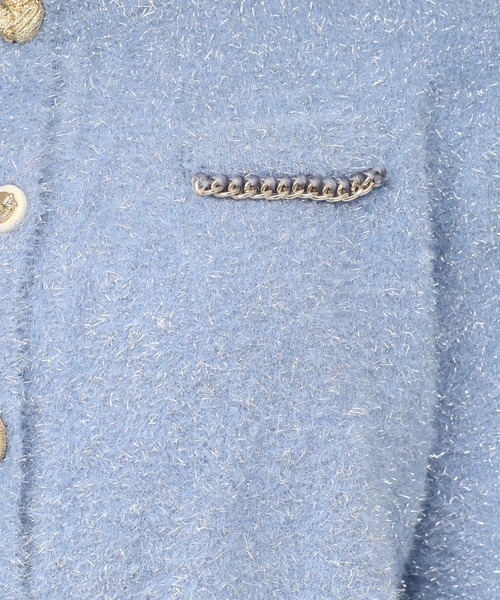 ROYAL PARTY（ロイヤルパーティー）の「チェーントリミングマルチ釦ラメシャギーカーディガン（カーディガン/ボレロ・レディース・ブルー/ベージュ/ピンク・FREE）」の9枚目の写真