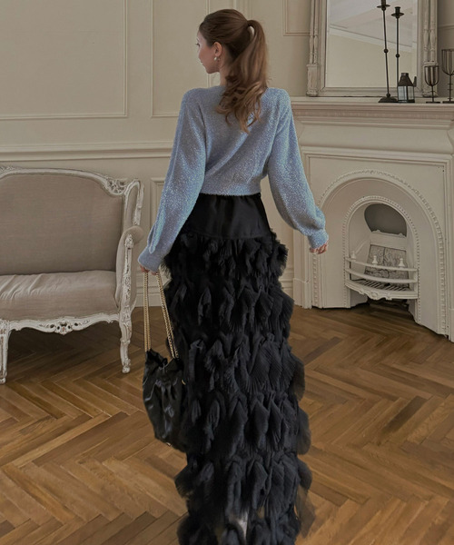 ROYAL PARTY（ロイヤルパーティー）の「チェーントリミングマルチ釦ラメシャギーカーディガン（カーディガン/ボレロ・レディース・ブルー/ベージュ/ピンク・FREE）」の15枚目の写真