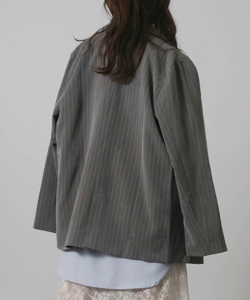 Social GIRL（ソーシャルガール）の「2026SS ダブルボタン ストライプテーラードジャケット（テーラードジャケット・レディース・ネイビー/グレー/アイボリー・M）」の7枚目の写真