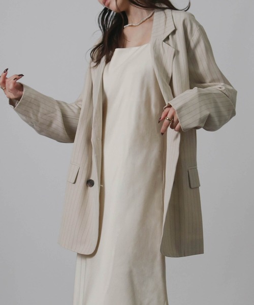 Social GIRL（ソーシャルガール）の「2026SS ダブルボタン ストライプテーラードジャケット（テーラードジャケット・レディース・ネイビー/グレー/アイボリー・M）」の19枚目の写真