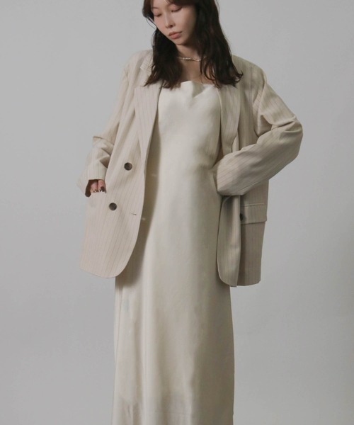 Social GIRL（ソーシャルガール）の「2026SS ダブルボタン ストライプテーラードジャケット（テーラードジャケット・レディース・ネイビー/グレー/アイボリー・M）」の21枚目の写真