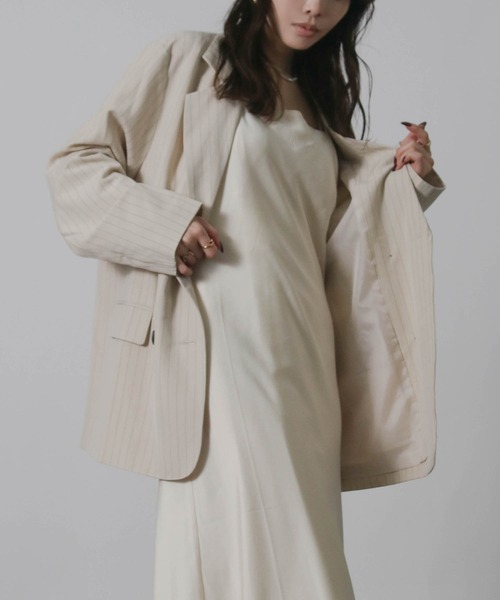 Social GIRL（ソーシャルガール）の「2026SS ダブルボタン ストライプテーラードジャケット（テーラードジャケット・レディース・ネイビー/グレー/アイボリー・M）」の22枚目の写真