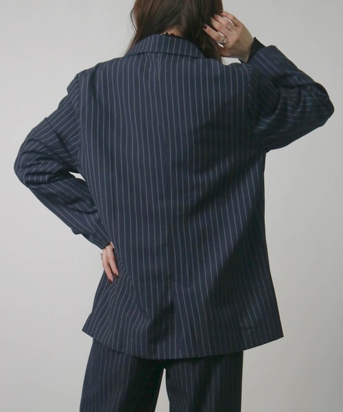 Social GIRL（ソーシャルガール）の「2026SS ダブルボタン ストライプテーラードジャケット（テーラードジャケット・レディース・ネイビー/グレー/アイボリー・M）」の15枚目の写真