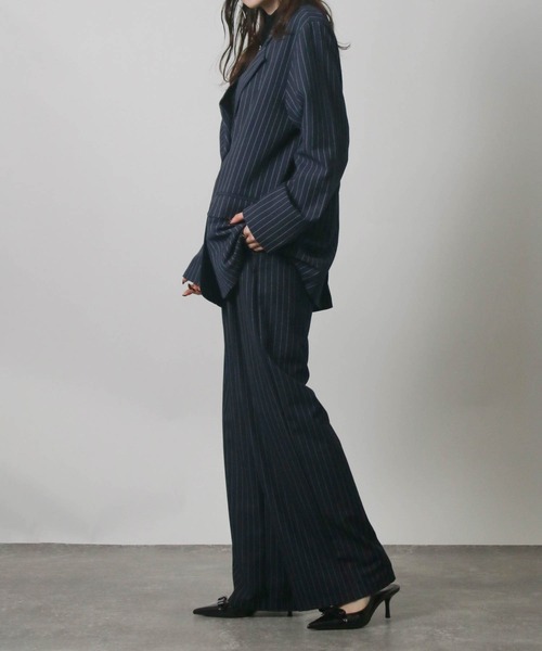 Social GIRL（ソーシャルガール）の「2026SS ダブルボタン ストライプテーラードジャケット（テーラードジャケット・レディース・ネイビー/グレー/アイボリー・M）」の17枚目の写真