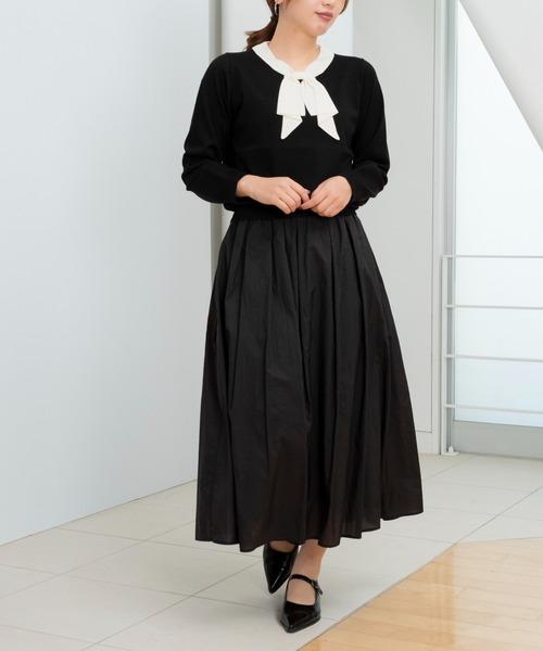 STRAWBERRY-FIELDS（ストロベリーフィールズ）の「シアータフタ_シアータフタギャザータックスカート（スカート・レディース・ブラック/サックスブルー系/ピンク/オフホワイト・2）」の7枚目の写真