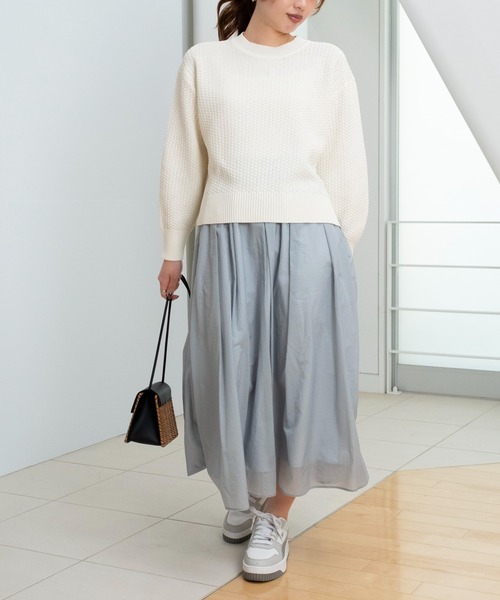 STRAWBERRY-FIELDS（ストロベリーフィールズ）の「シアータフタ_シアータフタギャザータックスカート（スカート・レディース・ブラック/サックスブルー系/ピンク/オフホワイト・2）」の12枚目の写真