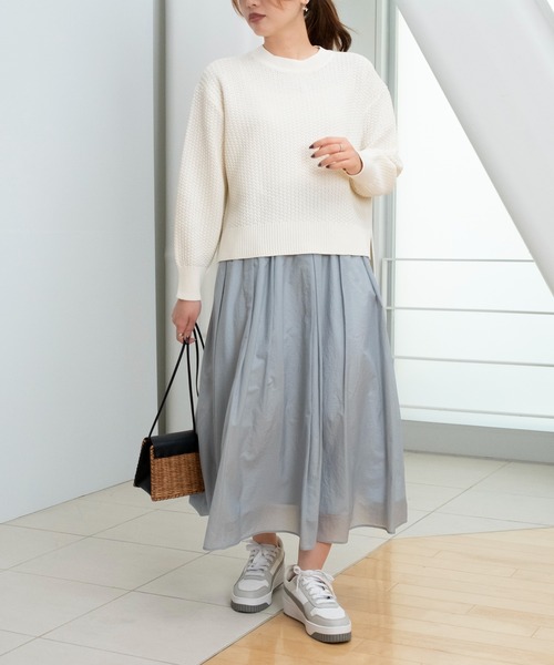 STRAWBERRY-FIELDS（ストロベリーフィールズ）の「シアータフタ_シアータフタギャザータックスカート（スカート・レディース・ブラック/サックスブルー系/ピンク/オフホワイト・2）」の13枚目の写真