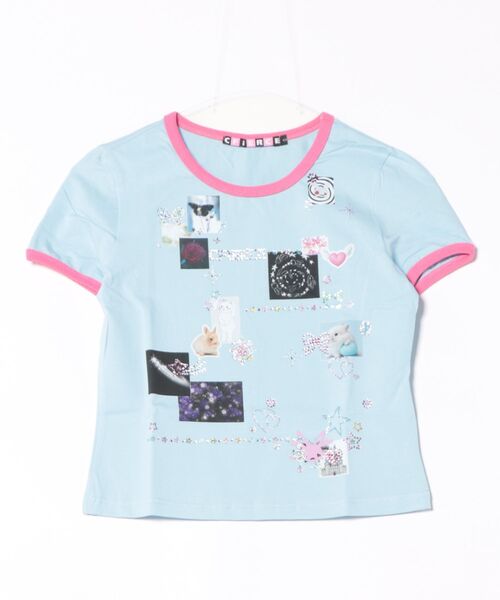 L.H.P(エルエイチピー)の「CFIERCE/フィアス/STICKER T-SHIRTS(Tシャツ/カットソー・レディース・ブルー/ホワイト・M/S)」の4枚目の写真