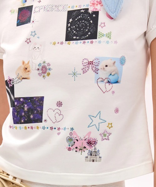 L.H.P(エルエイチピー)の「CFIERCE/フィアス/STICKER T-SHIRTS(Tシャツ/カットソー・レディース・ブルー/ホワイト・M/S)」の5枚目の写真