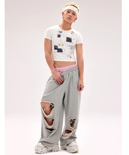 L.H.P(エルエイチピー)の「CFIERCE/フィアス/STICKER T-SHIRTS(Tシャツ/カットソー・レディース・ブルー/ホワイト・M/S)」の6枚目の写真