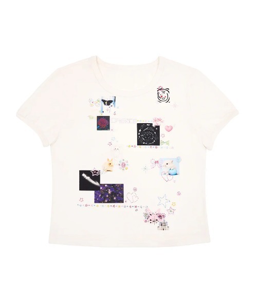 L.H.P(エルエイチピー)の「CFIERCE/フィアス/STICKER T-SHIRTS(Tシャツ/カットソー・レディース・ブルー/ホワイト・M/S)」の7枚目の写真