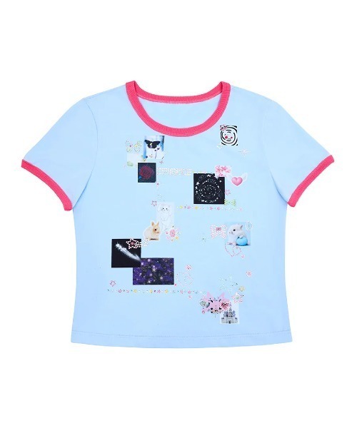 L.H.P(エルエイチピー)の「CFIERCE/フィアス/STICKER T-SHIRTS(Tシャツ/カットソー・レディース・ブルー/ホワイト・M/S)」の8枚目の写真