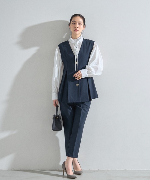 &. NOSTALGIA（アンドドットノスタルジア）の「美シルエットテーパードパンツ（セットアップ）（スラックス・レディース・ネイビー/ベージュ/ブラック・M）」の5枚目の写真