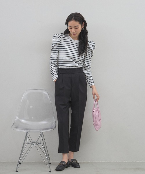 &. NOSTALGIA（アンドドットノスタルジア）の「美シルエットテーパードパンツ（セットアップ）（スラックス・レディース・ネイビー/ベージュ/ブラック・M）」の13枚目の写真