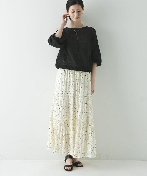 URBAN RESEARCH（アーバンリサーチ）の「ギャザーティアードドットスカート（スカート・レディース・オフホワイト/ブラック・FREE）」の8枚目の写真