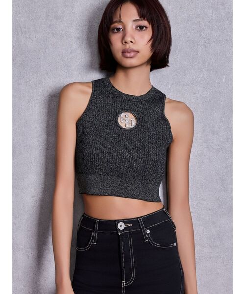 GYDA（ジェイダ）の「GG bijou MOLDラメアメスリニットトップス（ニット/セーター・レディース・その他1/ブラック/オフホワイト・FREE）」の2枚目の写真