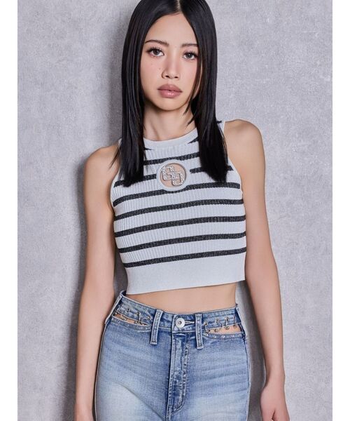 GYDA（ジェイダ）の「GG bijou MOLDラメアメスリニットトップス（ニット/セーター・レディース・その他1/ブラック/オフホワイト・FREE）」の18枚目の写真