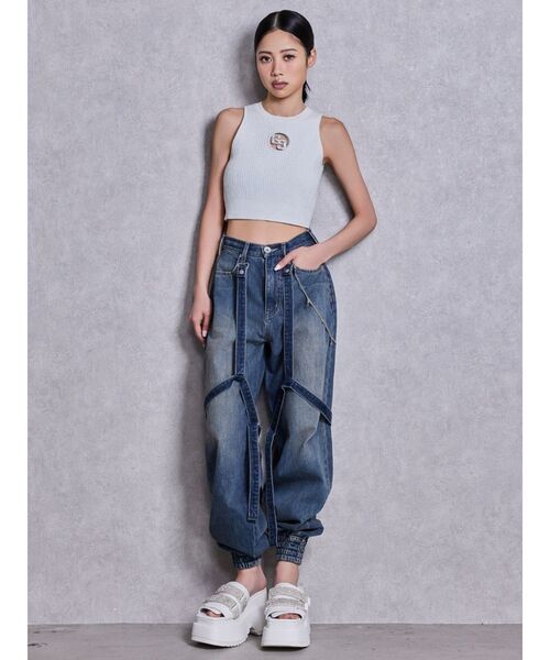 GYDA（ジェイダ）の「GG bijou MOLDラメアメスリニットトップス（ニット/セーター・レディース・その他1/ブラック/オフホワイト・FREE）」の4枚目の写真