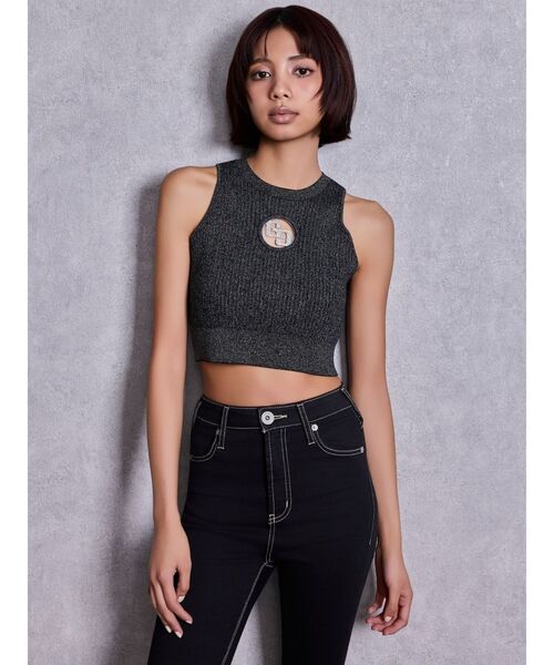 GYDA（ジェイダ）の「GG bijou MOLDラメアメスリニットトップス（ニット/セーター・レディース・その他1/ブラック/オフホワイト・FREE）」の6枚目の写真