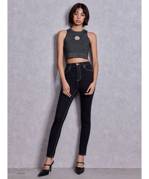 GYDA（ジェイダ）の「GG bijou MOLDラメアメスリニットトップス（ニット/セーター・レディース・その他1/ブラック/オフホワイト・FREE）」の8枚目の写真