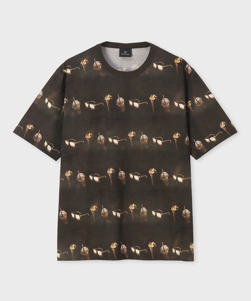 PS Paul Smith(ピーエスポールスミス)の「"BEACH SNAPS" Tシャツ / 162516 220X(Tシャツ/カットソー・メンズ・ブラック/ライトブルー・MEDIUM/X-LARGE/LARGE)」の1枚目の写真