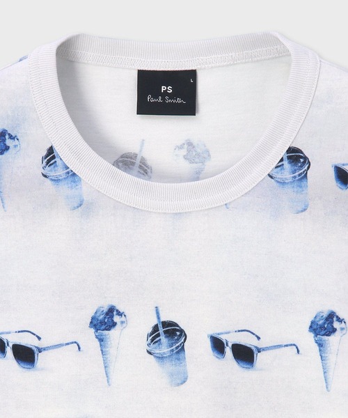 PS Paul Smith(ピーエスポールスミス)の「"BEACH SNAPS" Tシャツ / 162516 220X(Tシャツ/カットソー・メンズ・ブラック/ライトブルー・MEDIUM/X-LARGE/LARGE)」の3枚目の写真