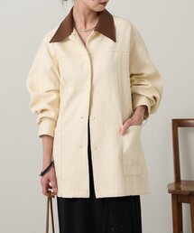 Omekashi（オメカシ）の「レザー襟取り外しカバーオール（ブルゾン）」