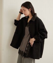 Omekashi（オメカシ）の「レザー襟取り外しカバーオール（ブルゾン）」