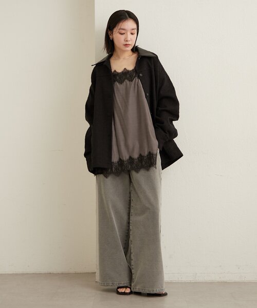 Omekashi（オメカシ）の「レザー襟取り外しカバーオール（ブルゾン・レディース・ブラック/オフホワイト/ブルー・FREE）」の8枚目の写真