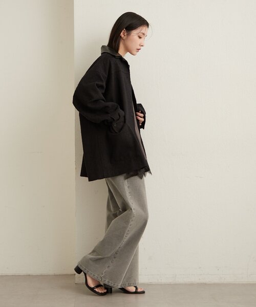 Omekashi（オメカシ）の「レザー襟取り外しカバーオール（ブルゾン・レディース・ブラック/オフホワイト/ブルー・FREE）」の10枚目の写真