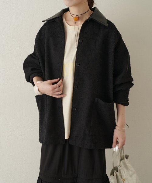 Omekashi（オメカシ）の「レザー襟取り外しカバーオール（ブルゾン・レディース・ブラック/オフホワイト/ブルー・FREE）」の15枚目の写真